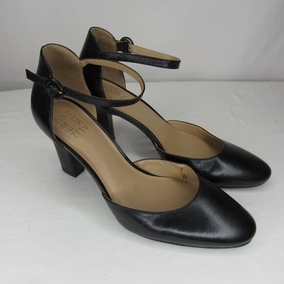 Naturalizer Black GIANNA Leather Ankle Strap Pump Women's 9.5 - Picture 1 of 11